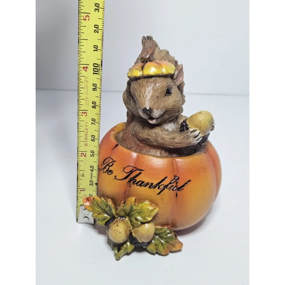 Ganz Harvest Be Thankful Squirrel Pumpkin Figurine Fall Thanksgiving Decor